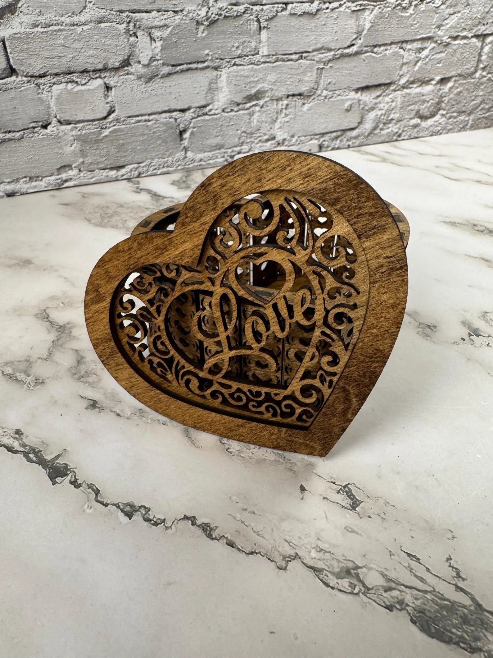 LOVE Wooden Candle Holder with Lid