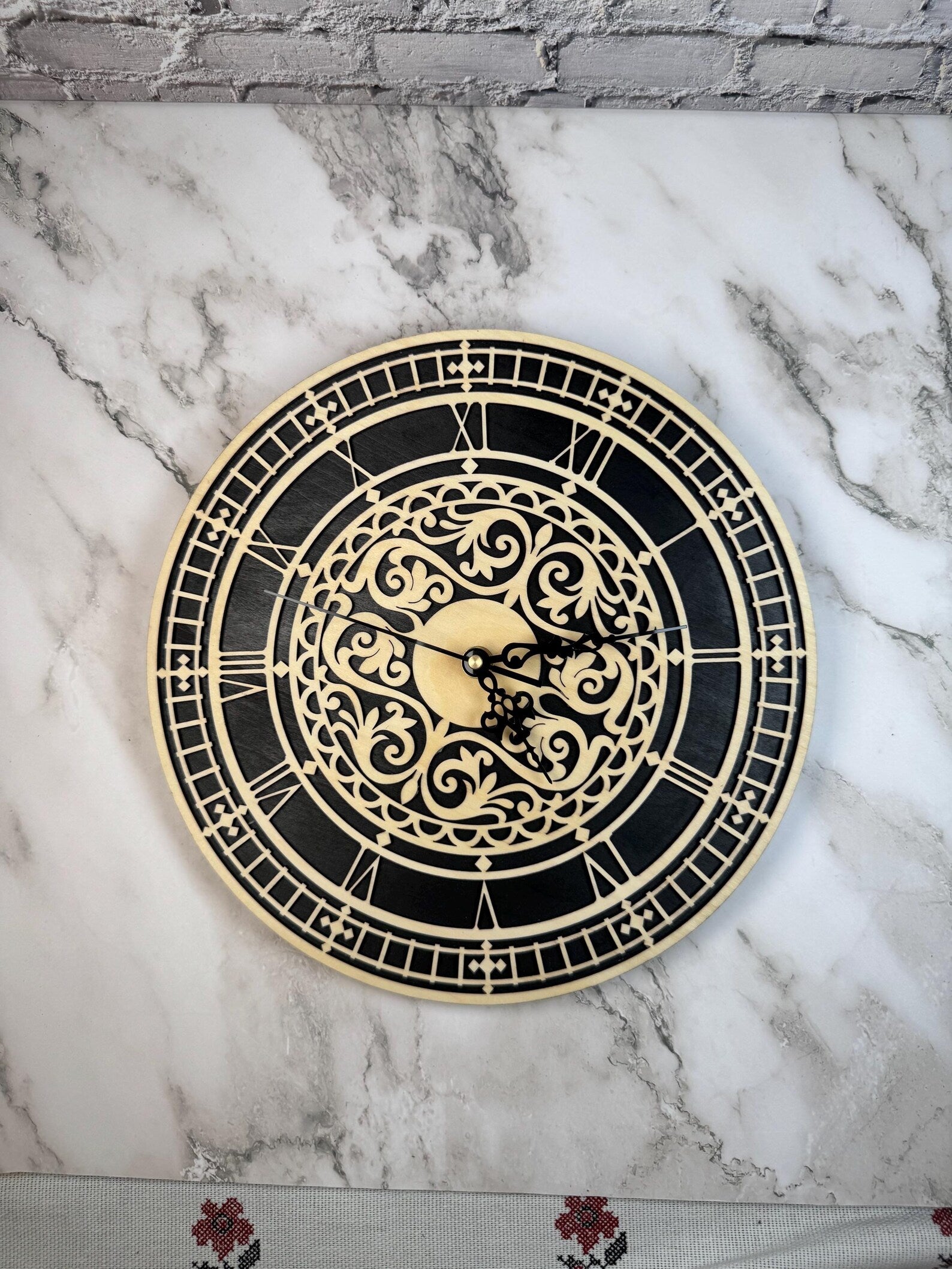 Laser Cut Wood Wall Clock | Vintage Design