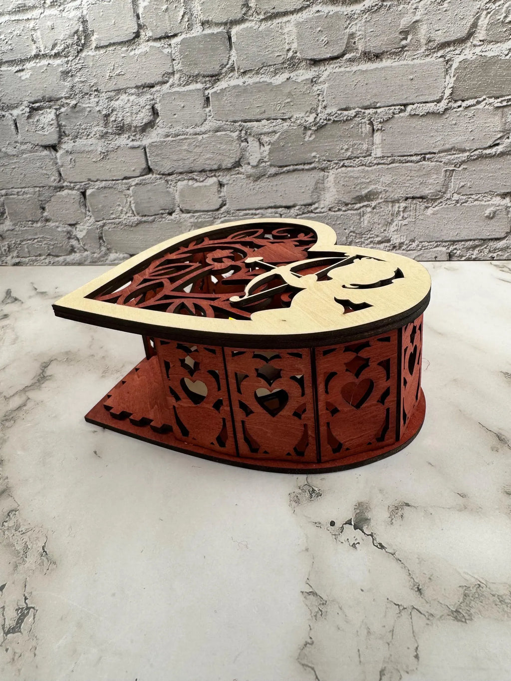 Heart Candle Holder with Cupid