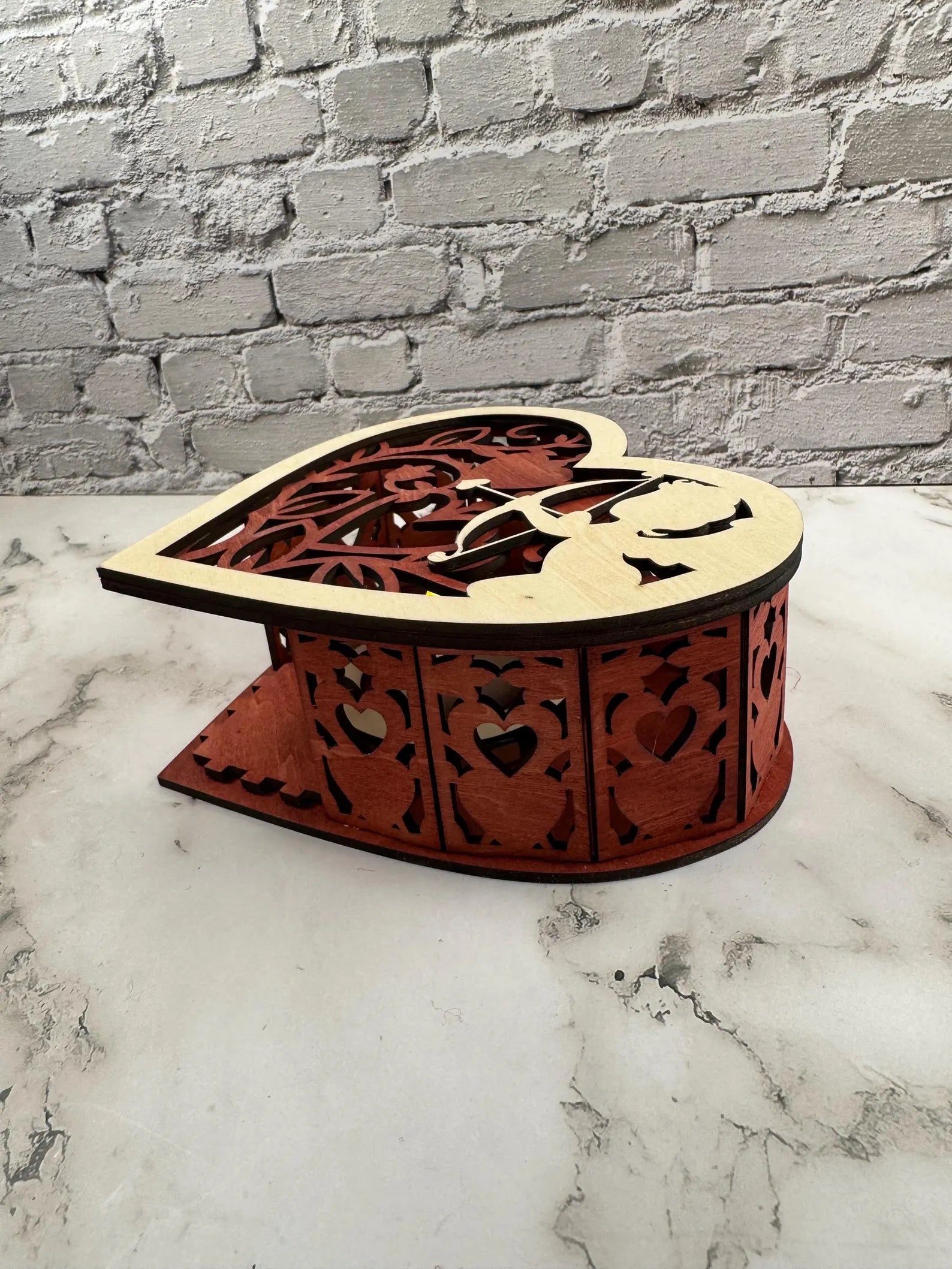 Heart Candle Holder with Cupid