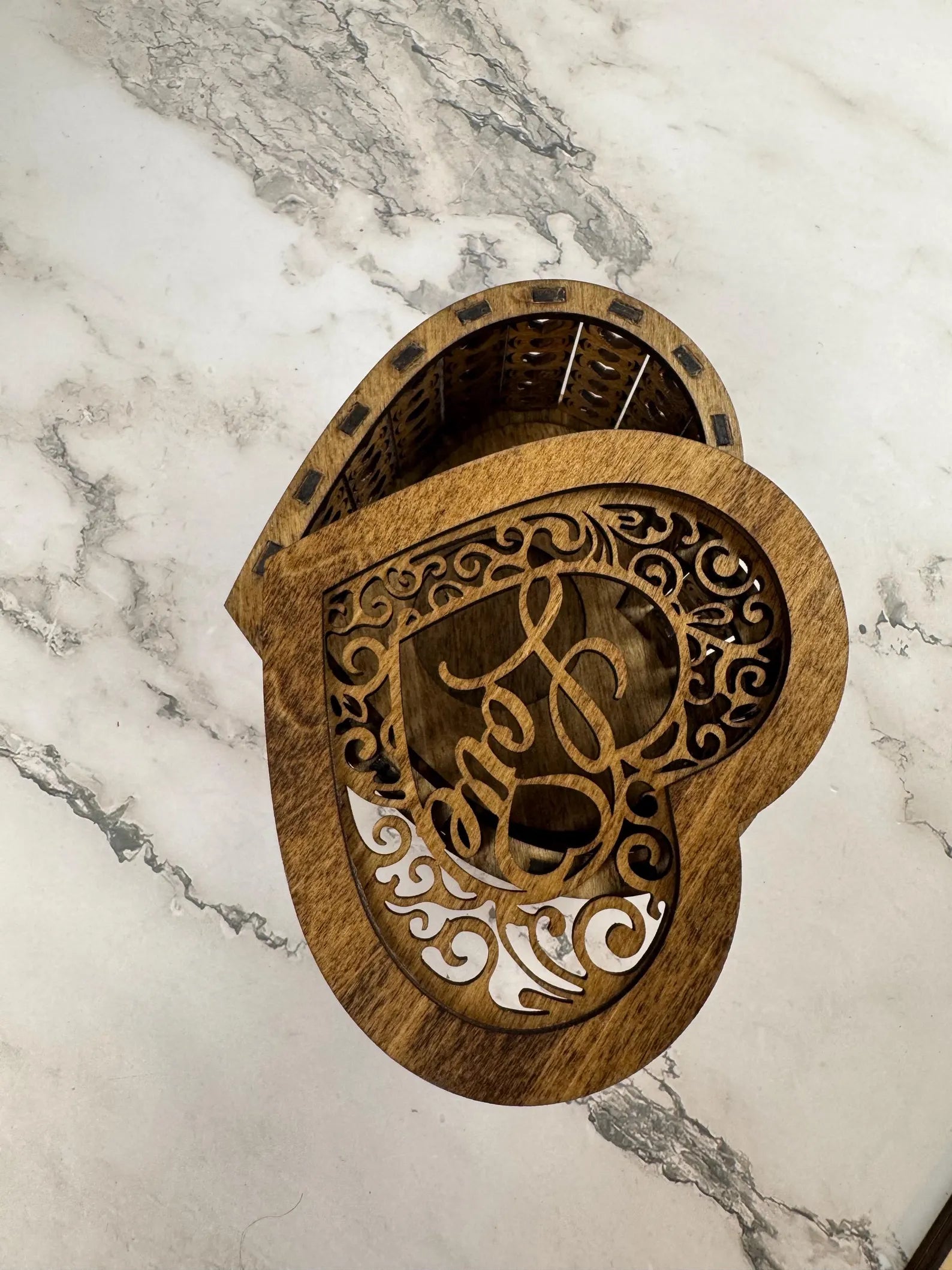 LOVE Wooden Candle Holder with Lid