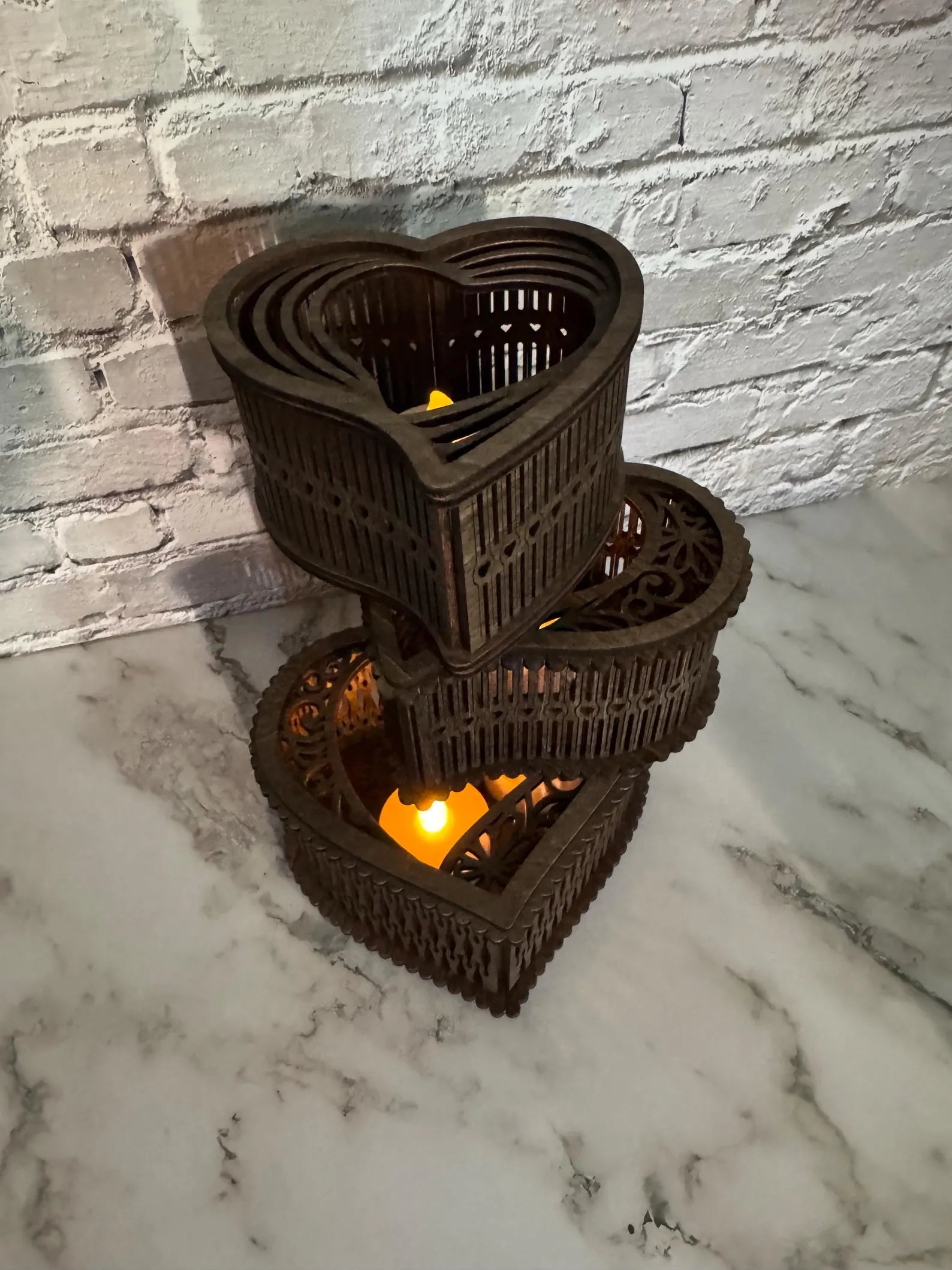 Set of 3 Heart Candle Holders