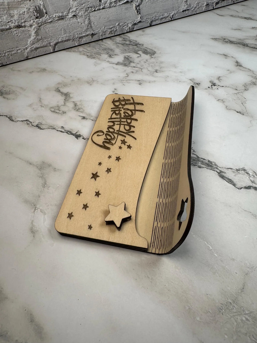 Engraved Birch Wood Birthday Money Envelope | Personalized Gift Card Holder