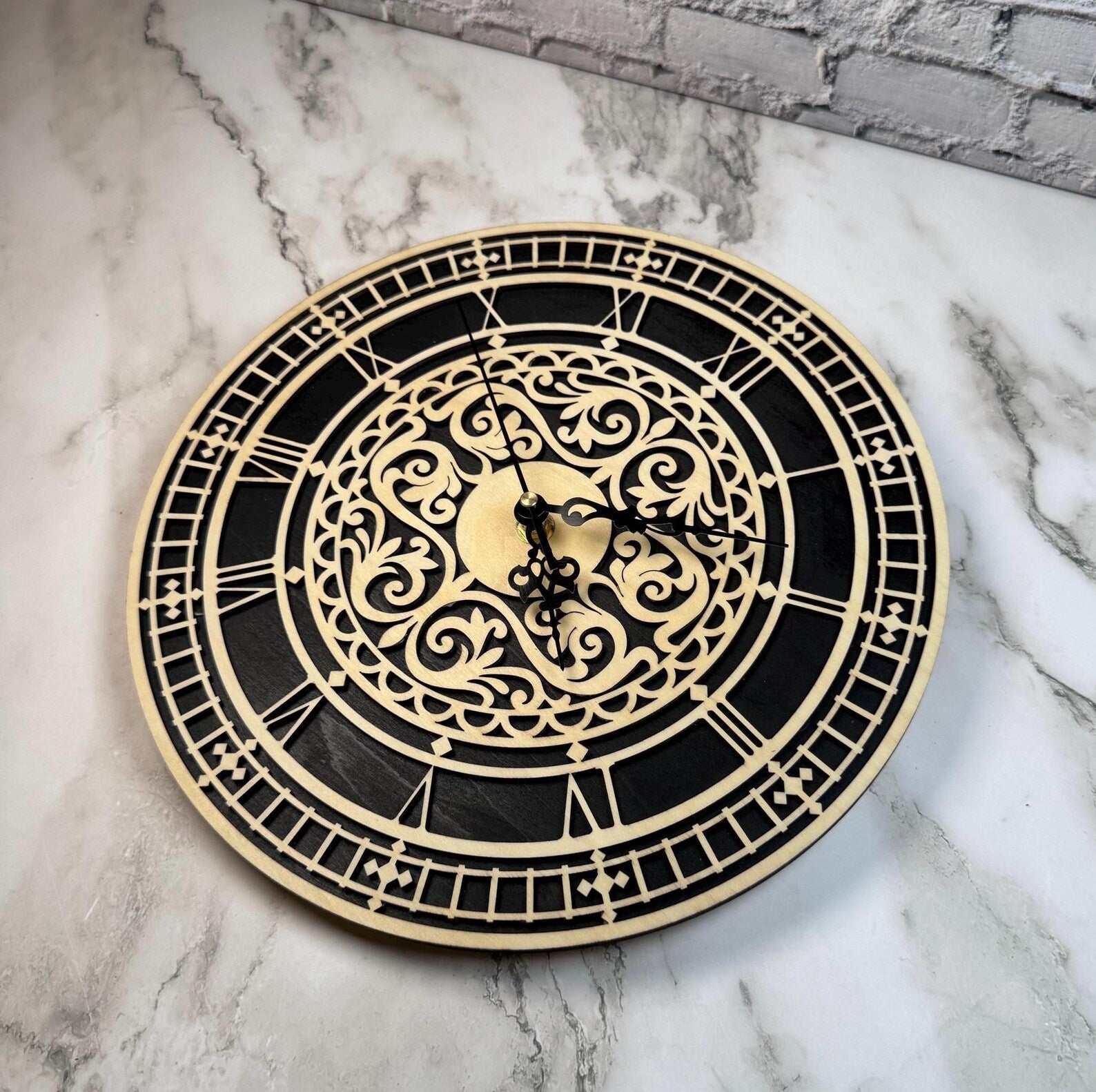 Laser Cut Wood Wall Clock | Vintage Design
