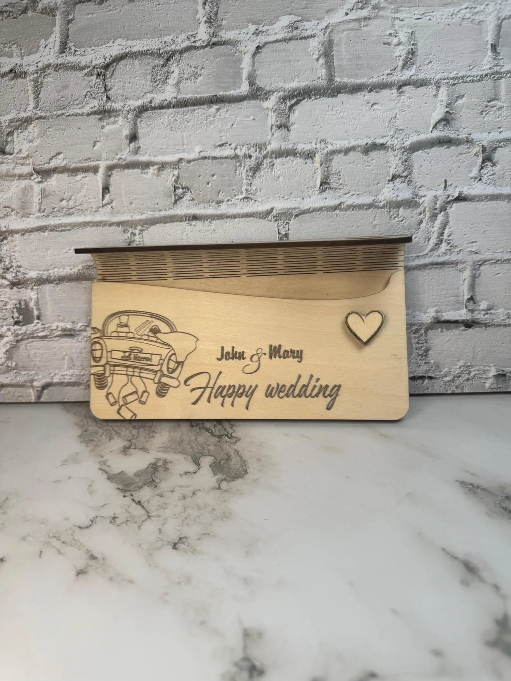 Personalized Wooden Money Envelope | Laser Engraved Gift Card Holder