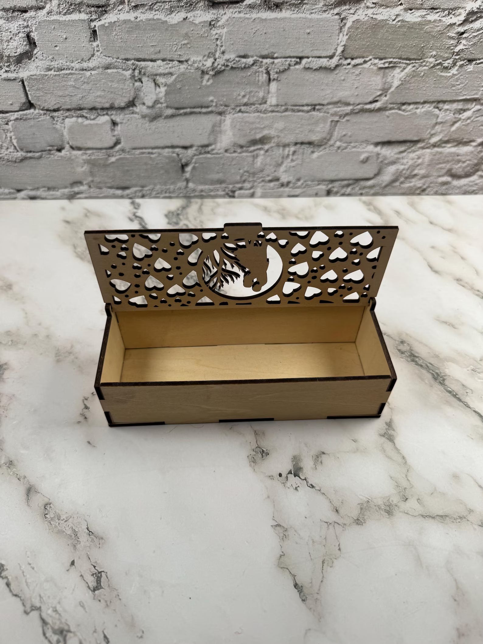 Wooden Candy Box with Hearts | Gift Box for Chocolates