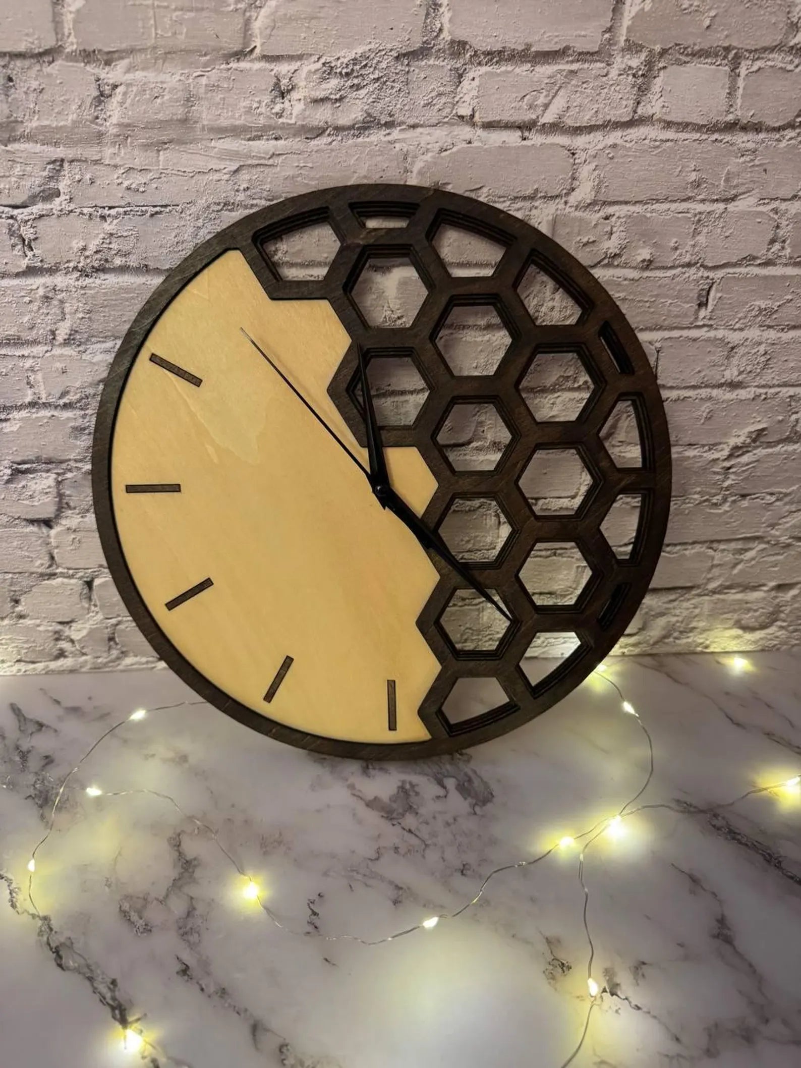 Honeycomb Wooden Clock