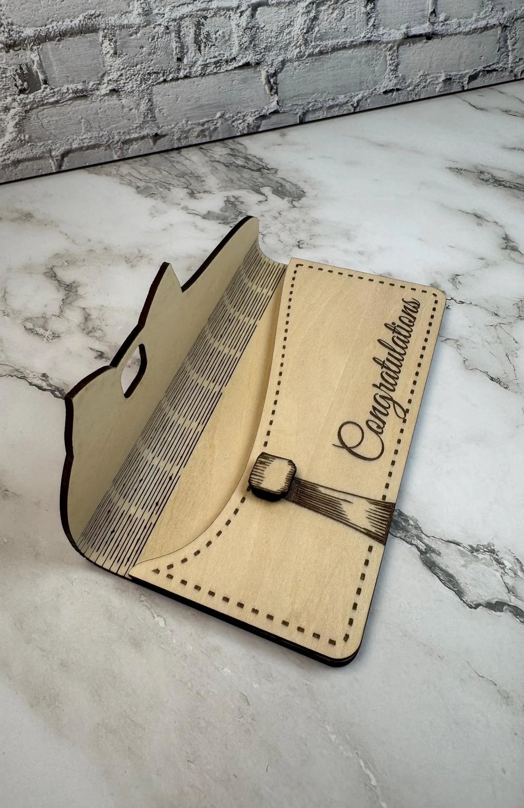 Personalized Wooden Money Envelope  Engraved Gift Card Holder