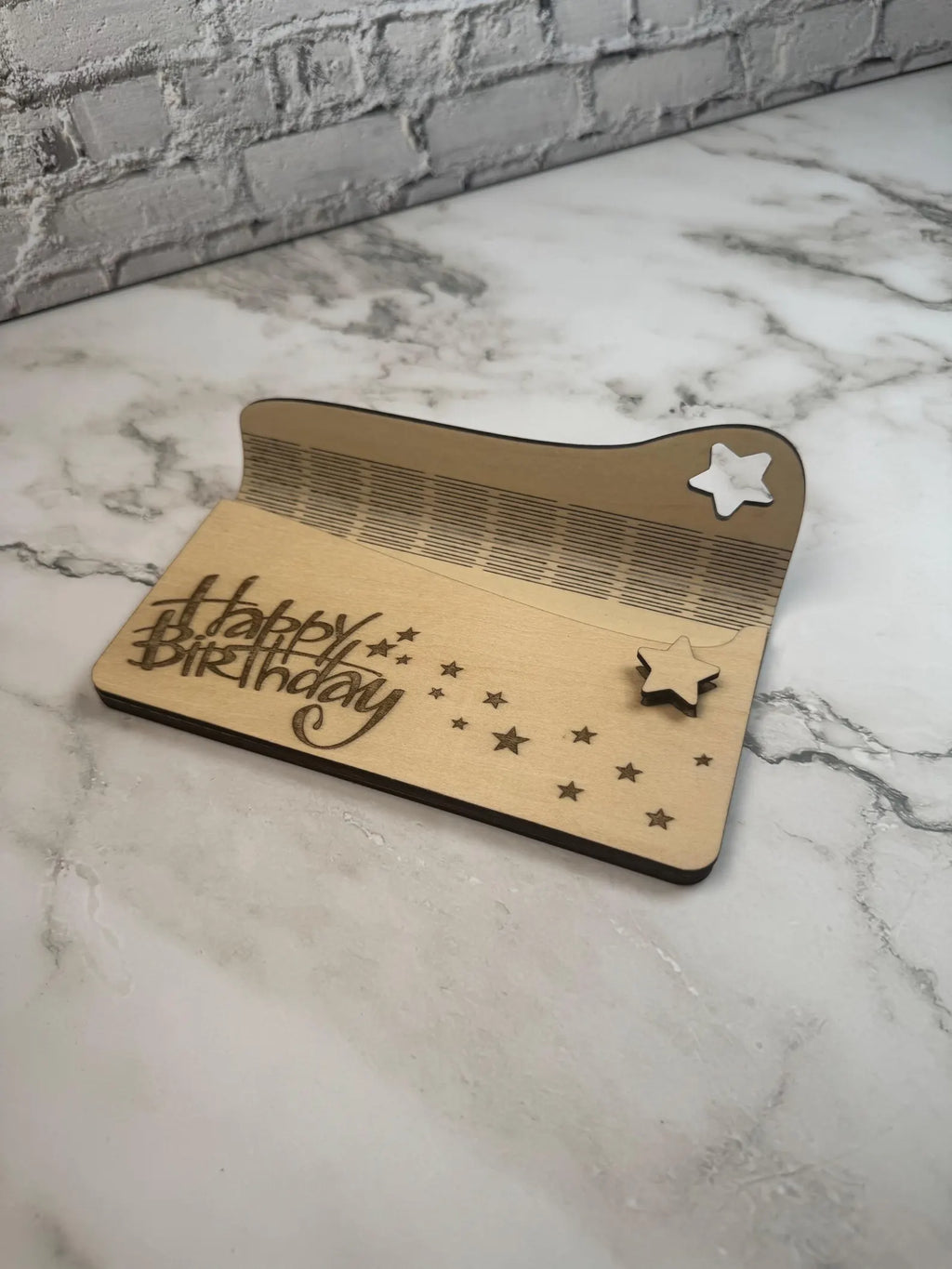 Engraved Birch Wood Birthday Money Envelope | Personalized Gift Card Holder