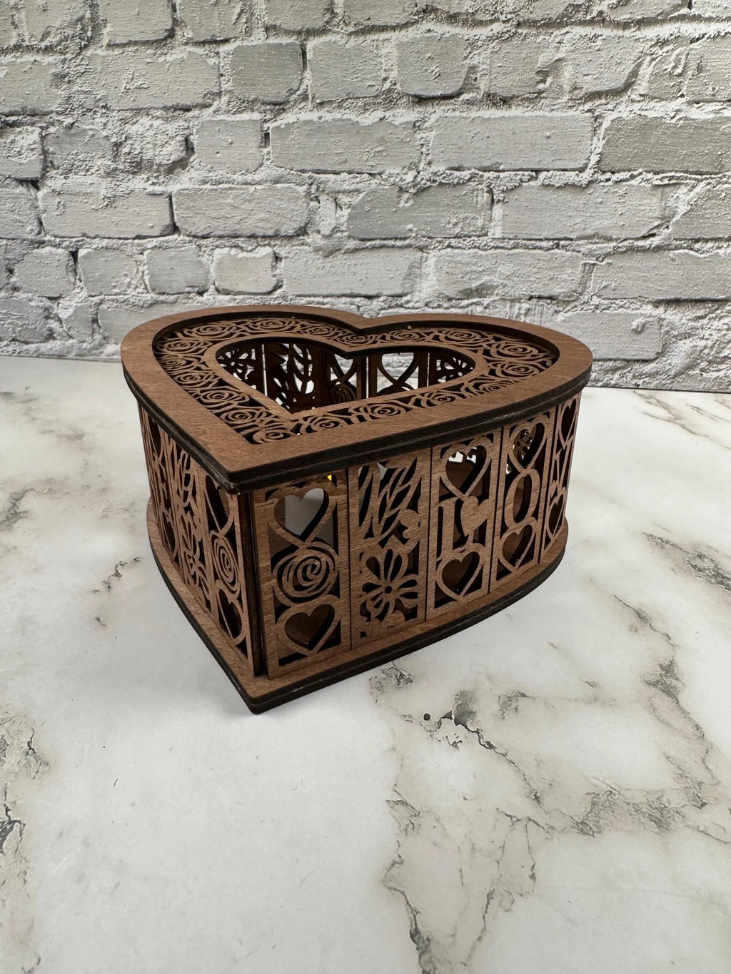 Laser Cut Wooden Heart Candle Holder
