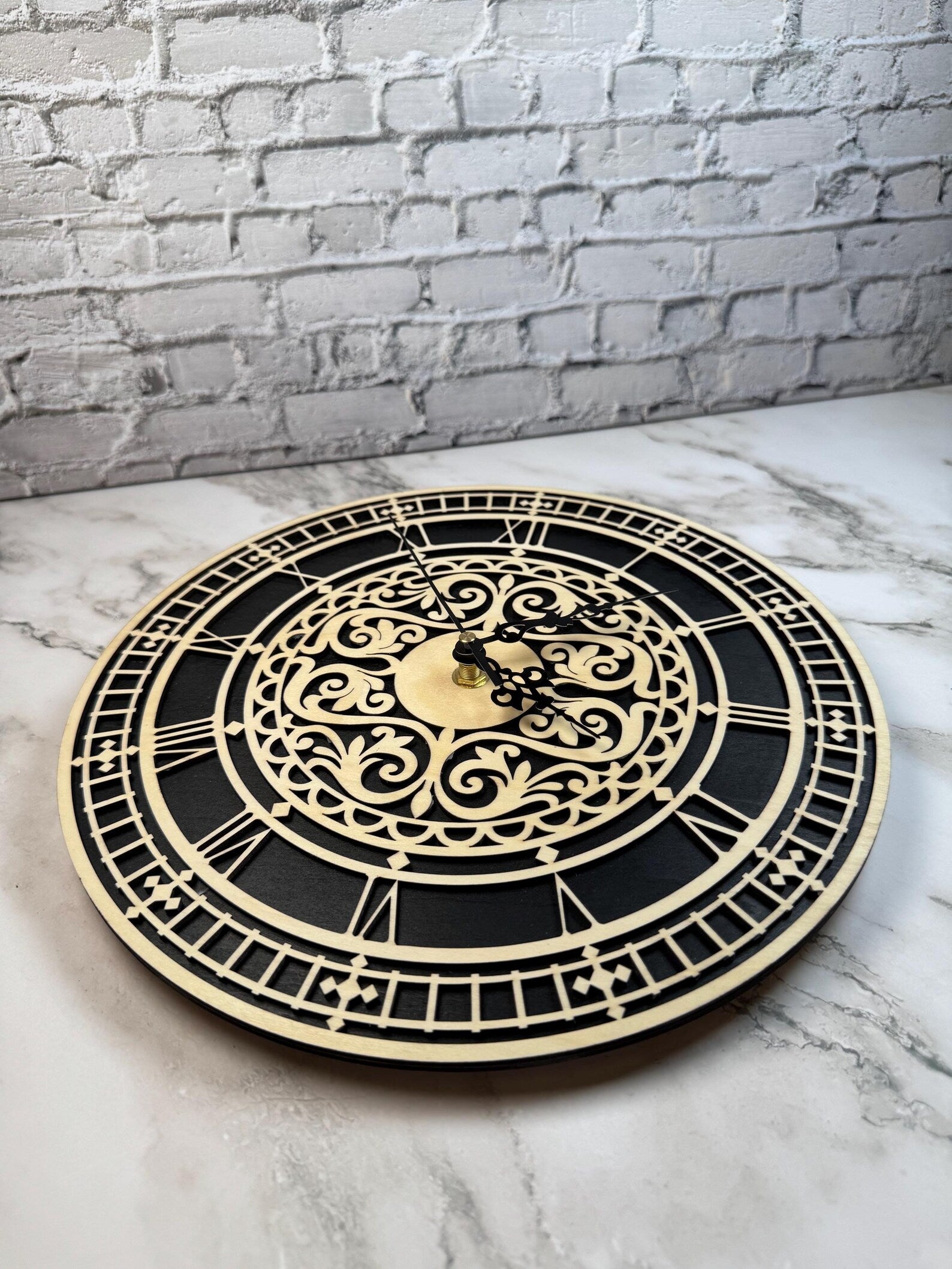 Laser Cut Wood Wall Clock | Vintage Design