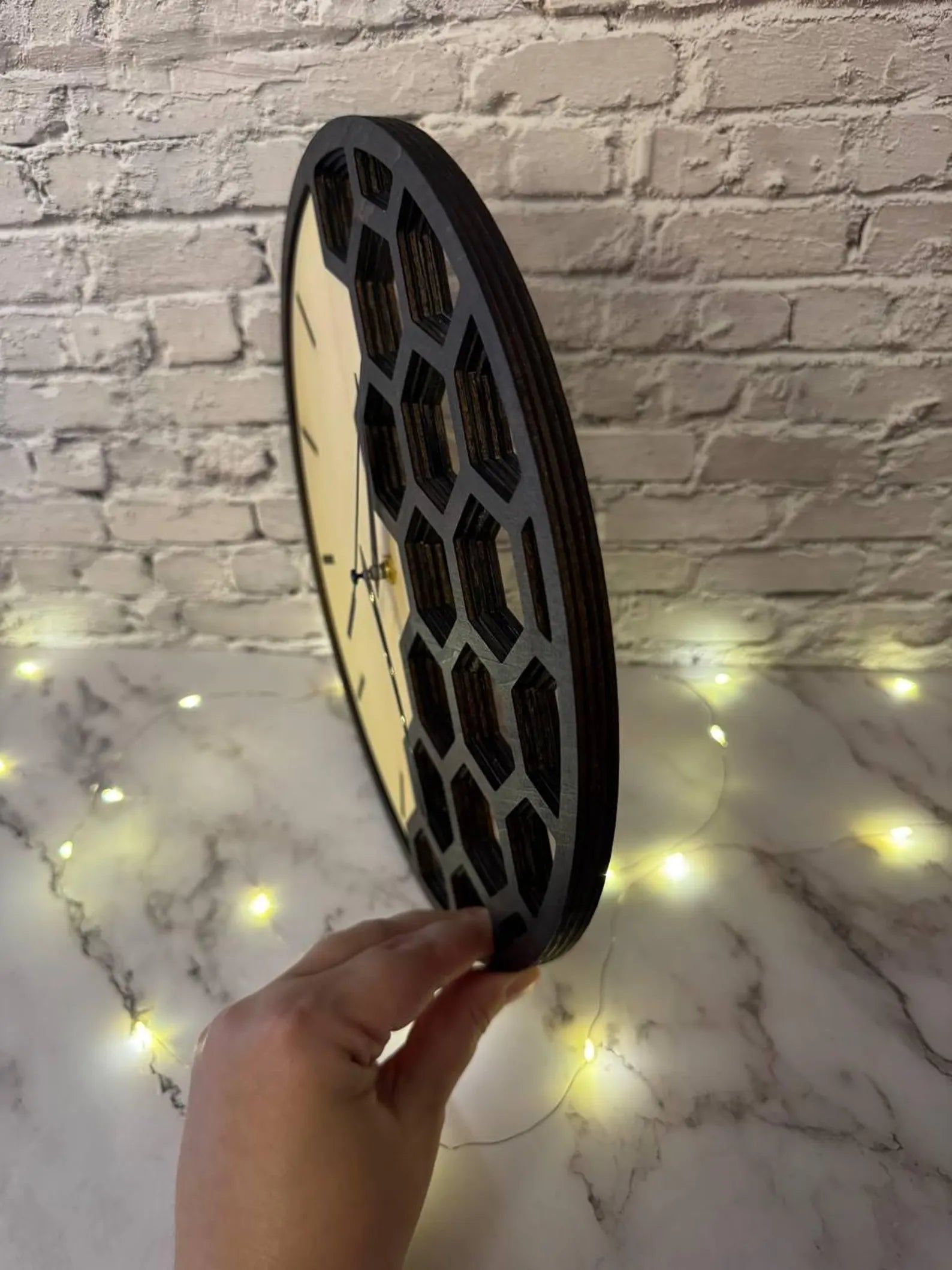 Honeycomb Wooden Clock