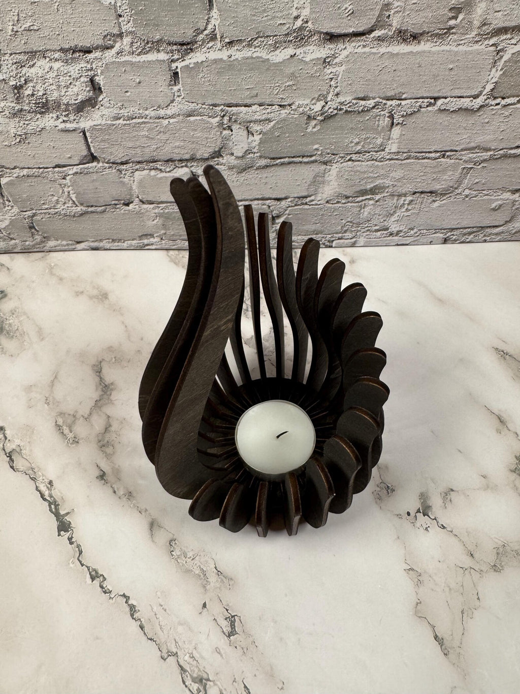 Sculptural Wooden Candle Holder