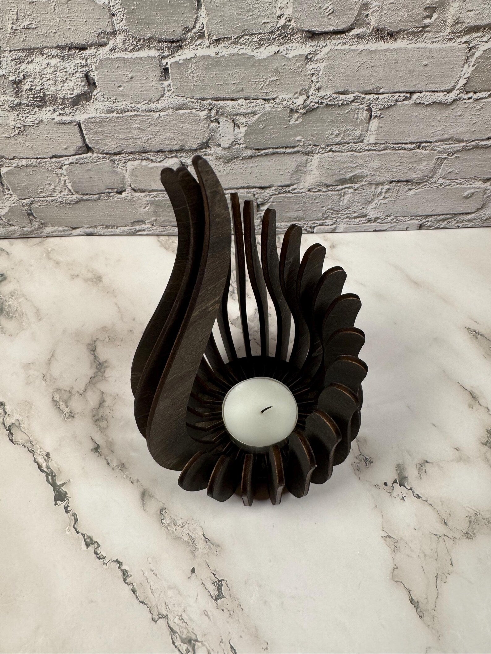 Sculptural Wooden Candle Holder