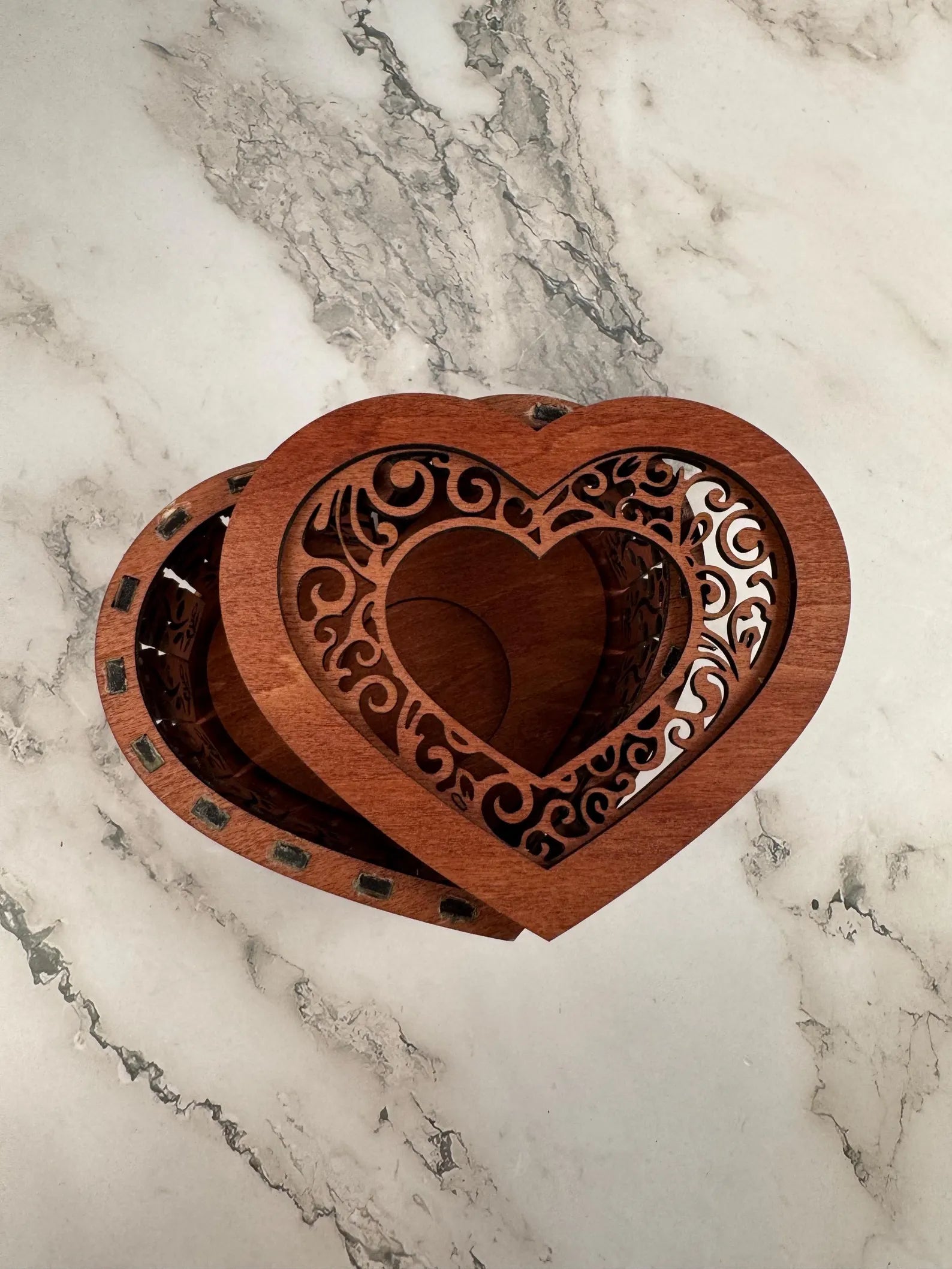 Heart Wooden Candle Holder with Flowers