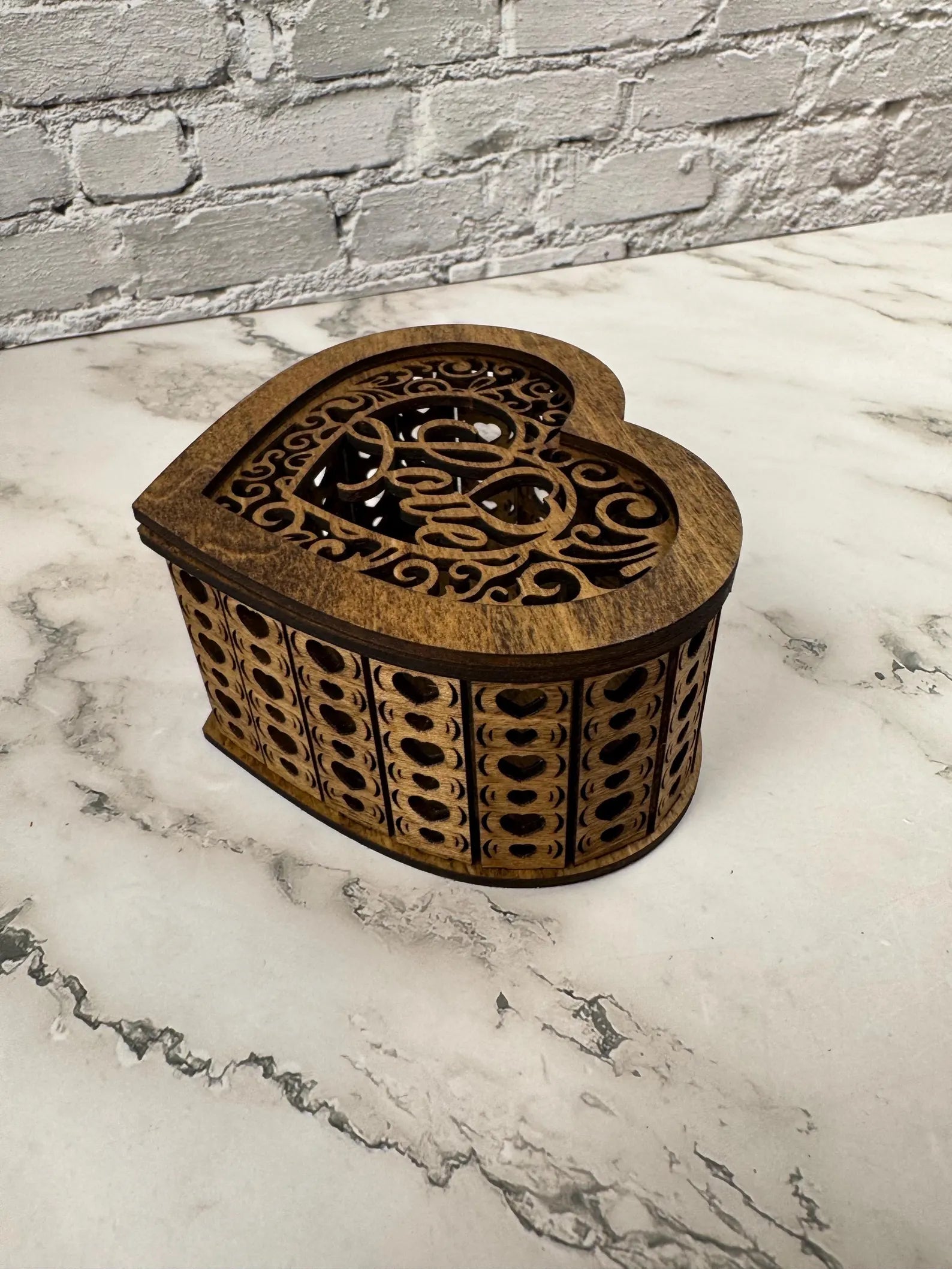 LOVE Wooden Candle Holder with Lid