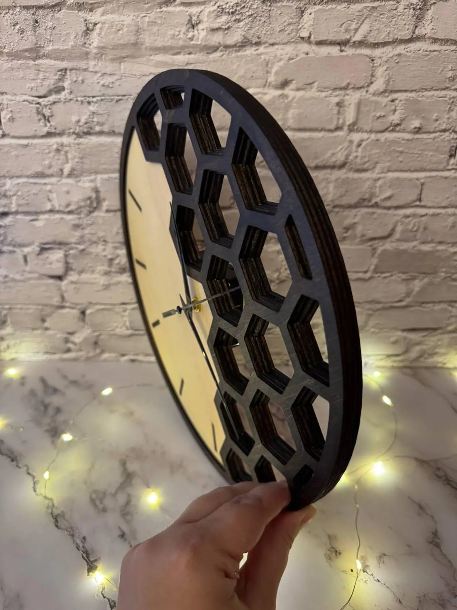 Honeycomb Wooden Clock