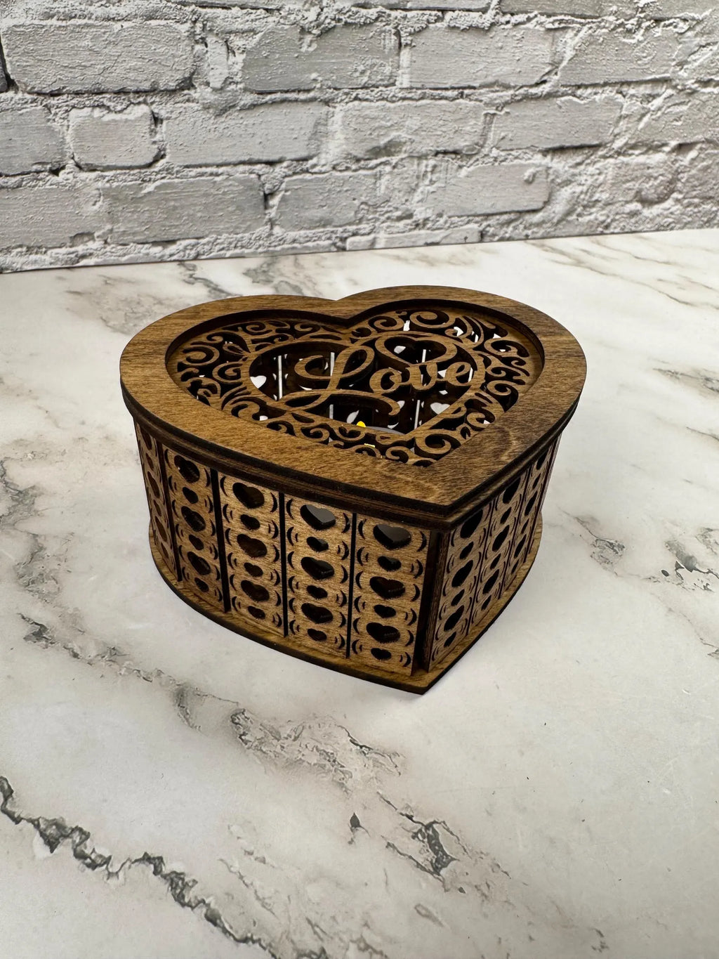 LOVE Wooden Candle Holder with Lid