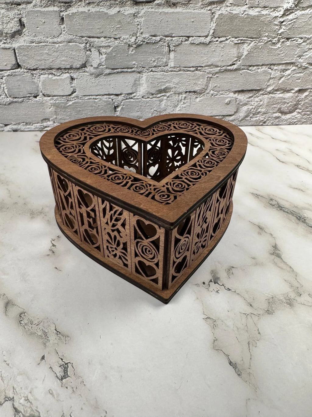 Laser Cut Wooden Heart Candle Holder
